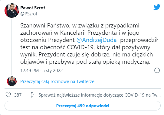 Andrzej Duda zakażony koronawirusem