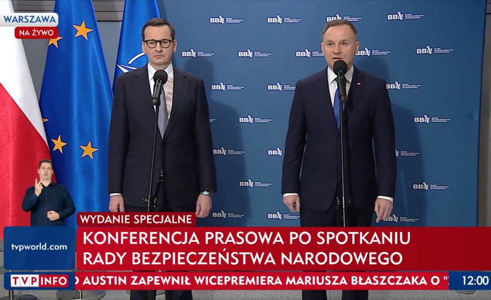 Prezydent Duda po naradzie w BBN: Nie była to rakieta, która była wycelowana w Polskę. W istocie nie był to atak na Polskę