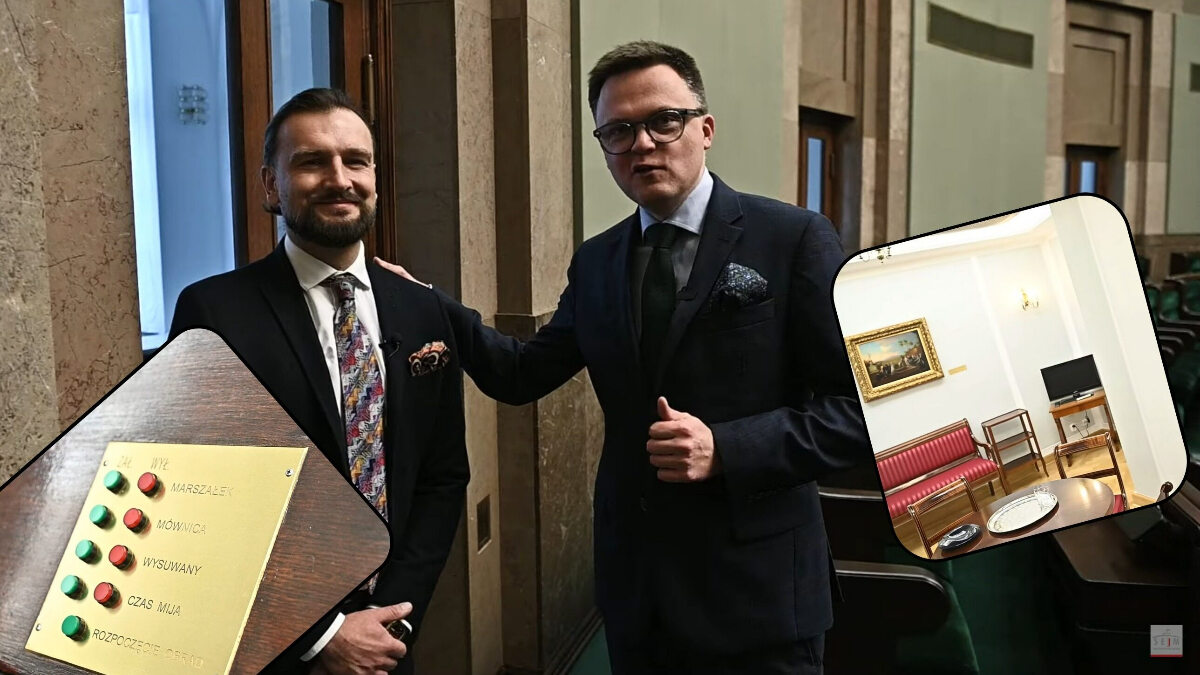 Nowość na kanale Sejmu. Hołownia pokazał „ciemny salonik” i sekretną szufladę