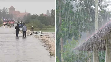 Dramatyczne sceny w Kałkowie. Fala powodziowa porwała kobietę w aucie