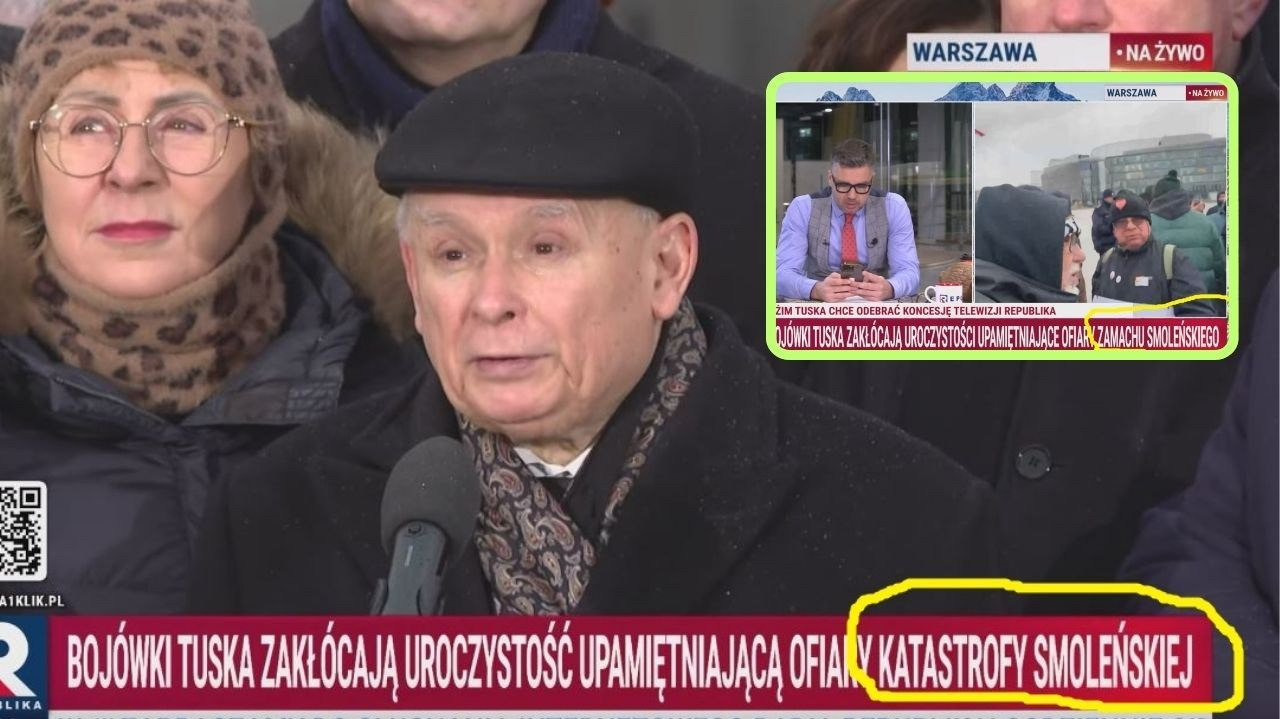 Wpadka w Telewizji Republika. Kaczyński i Rachoń o „zamachu” smoleńskim. Na belce było coś innego