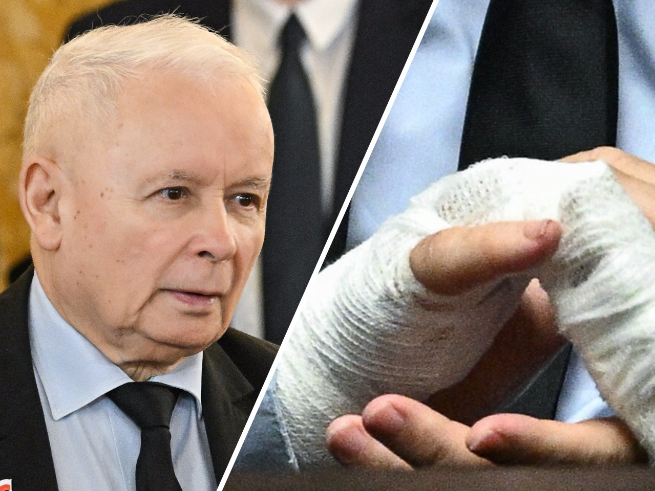 Dłoń Jarosława Kaczyńskiego przykuła uwagę w Sejmie. „Mały wypadek”