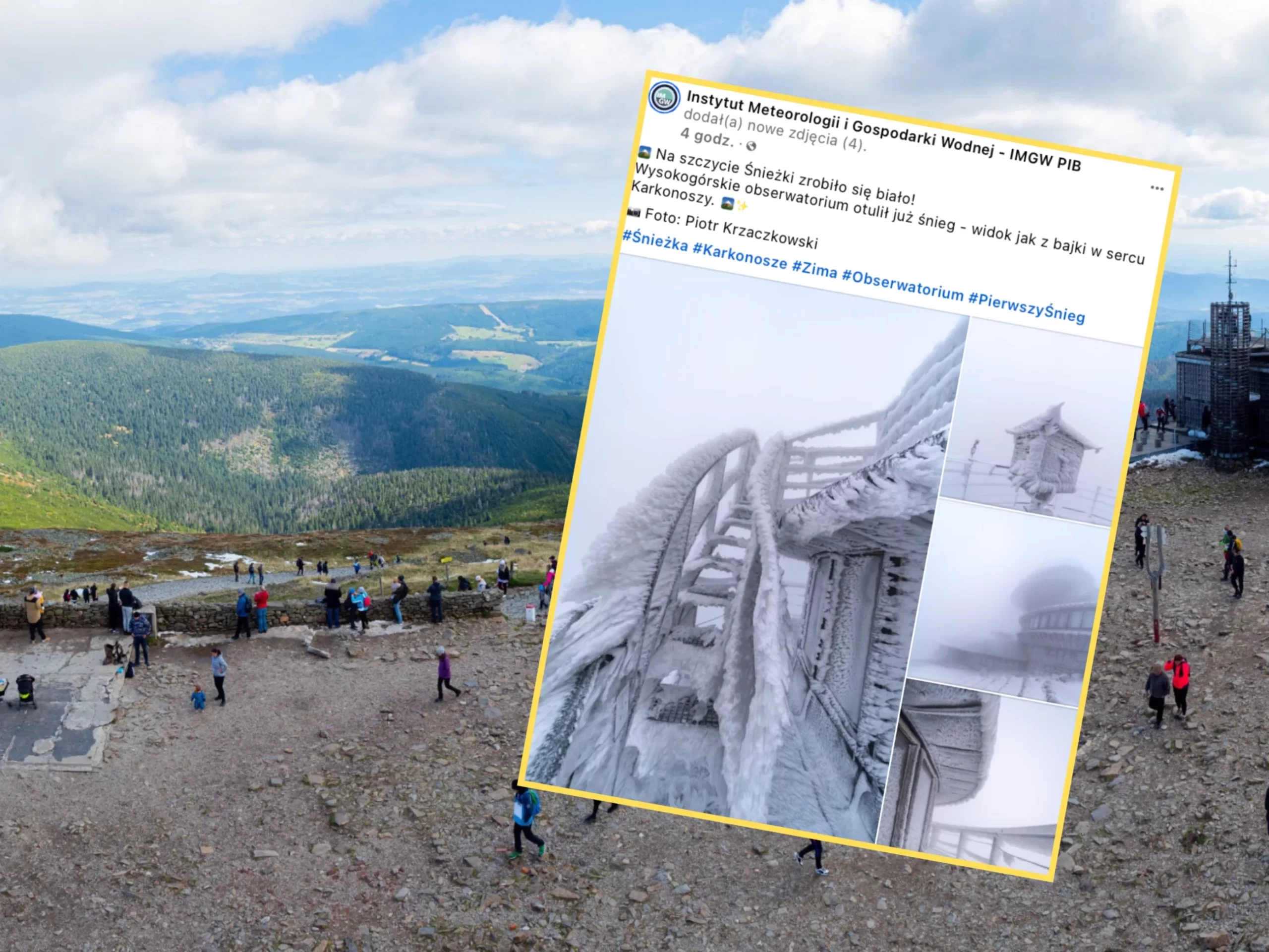 Śnieżka w bieli. IMGW pokazuje zdjęcia