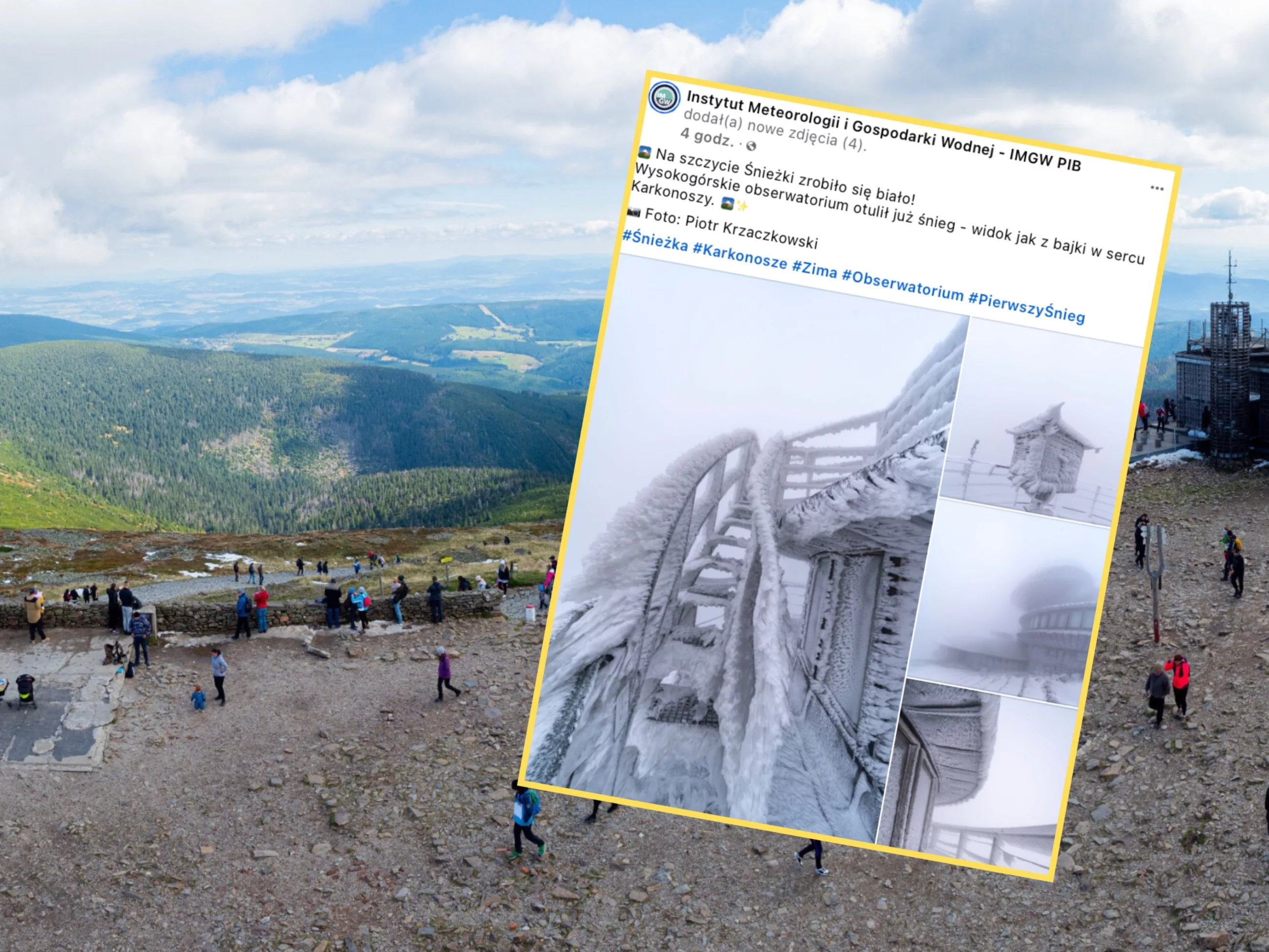 Śnieżka w bieli. IMGW pokazuje zdjęcia