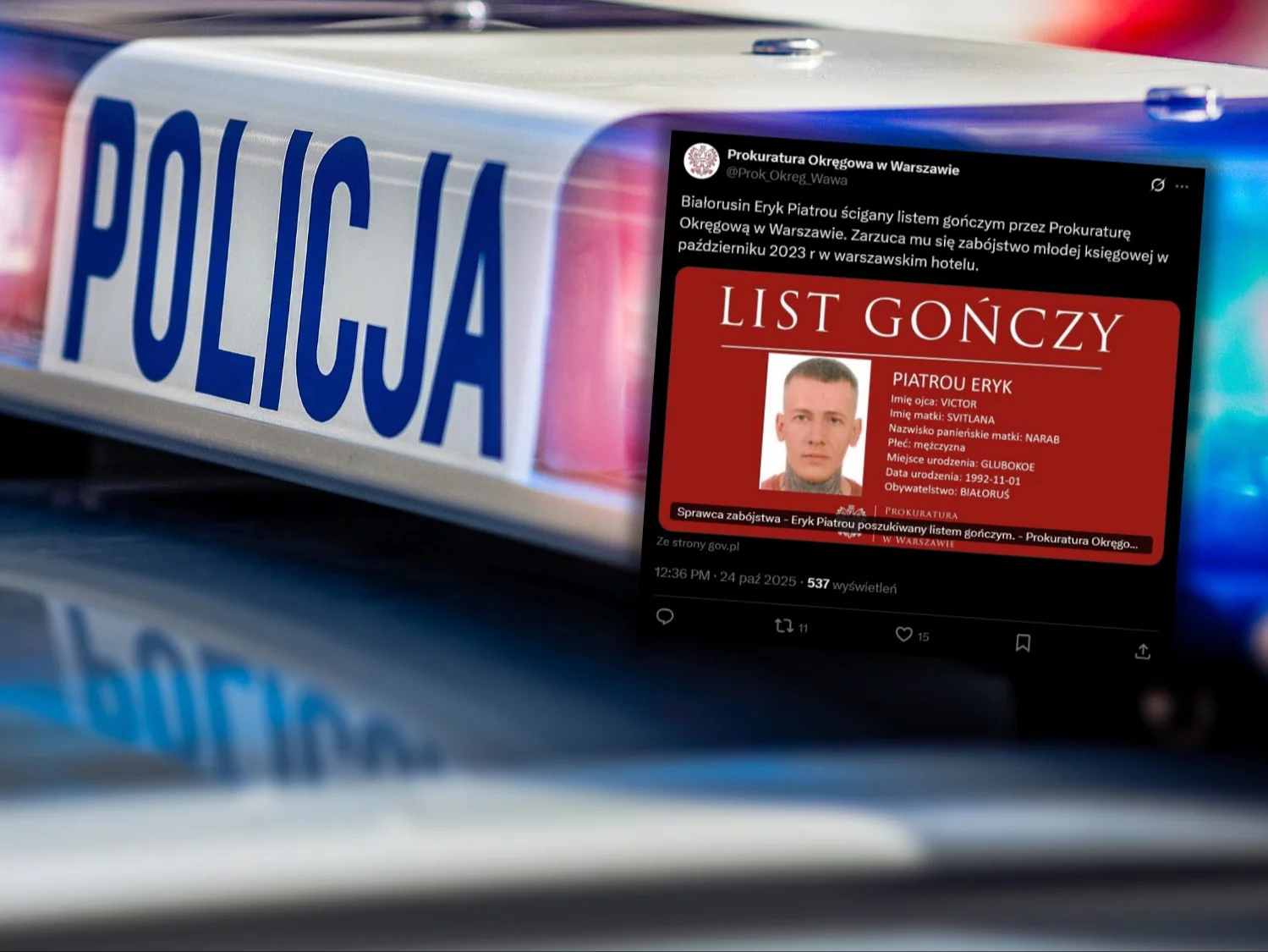 Zabójstwo w hotelu w Warszawie. Jest list gończy za 32-latkiem Zabójstwo w hotelu w Warszawie. Jest list gończy za 32-latkiem