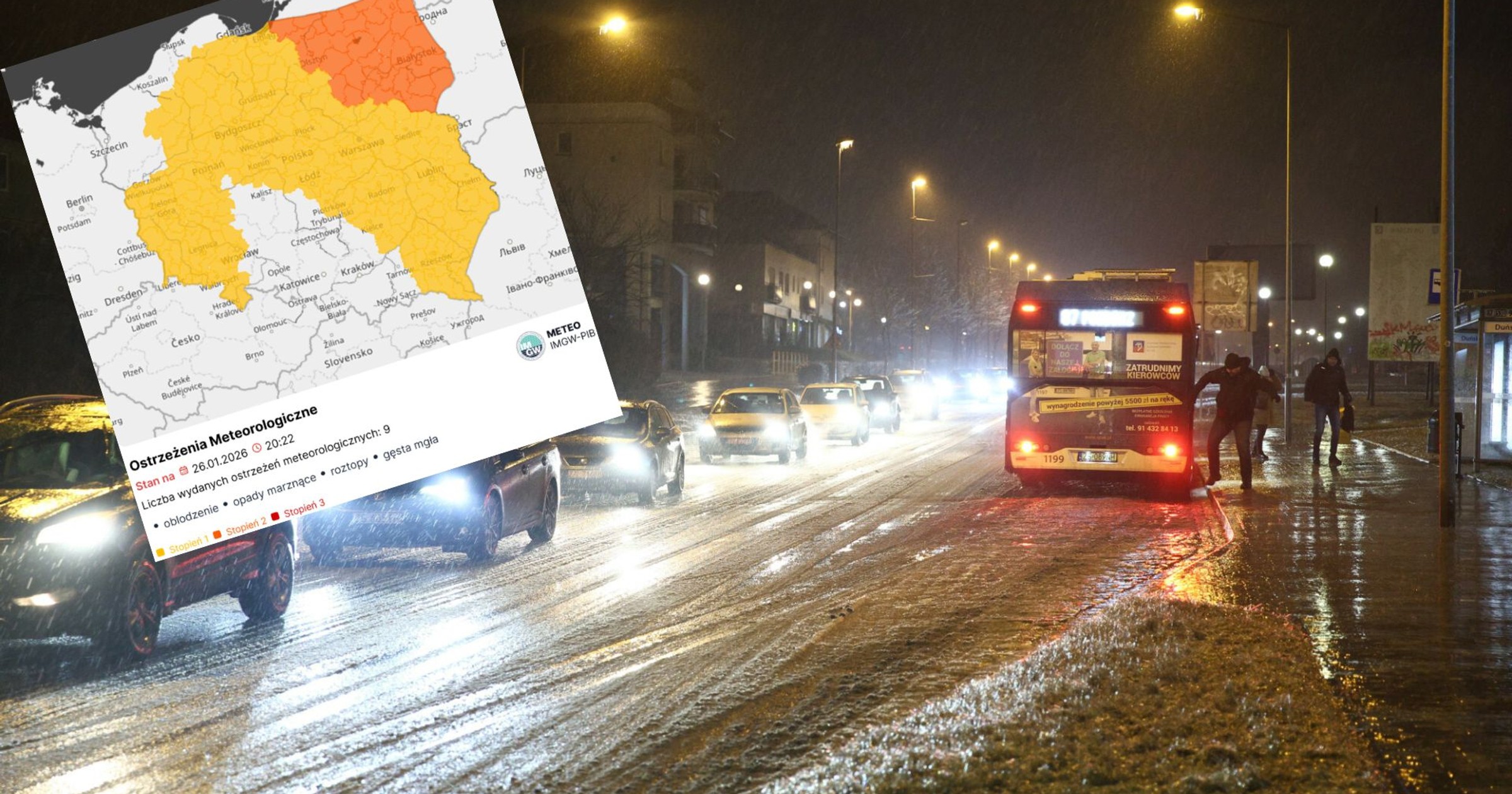 Gołoledź, mgła i oblodzenia w wielu regionach kraju. IMGW przedłuża alerty pogodowe