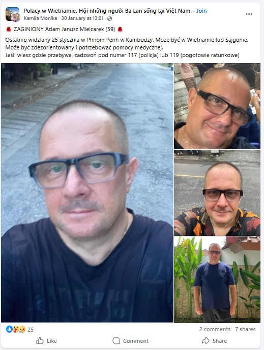 W Kambodży zaginął polski historyk Adam Mielcarek. Rodzina prosi o pomoc