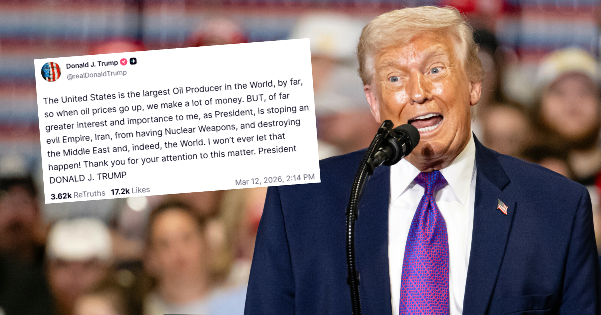 Donald Trump zabiera głos w sprawie rosnących cen ropy naftowej. "Zarabiamy dużo pieniędzy"