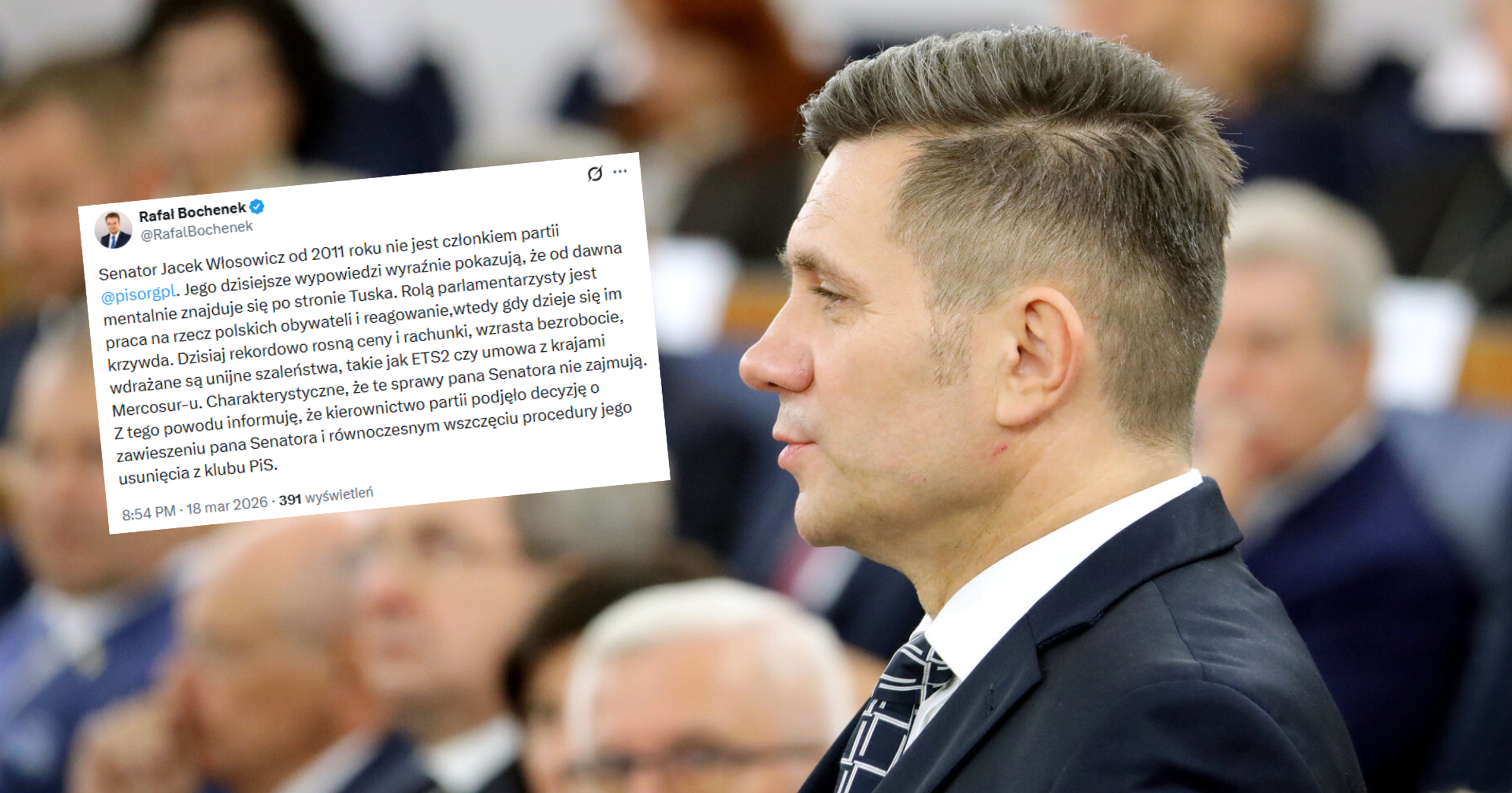 PiS zawiesza senatora po krytycznych słowach na temat partii