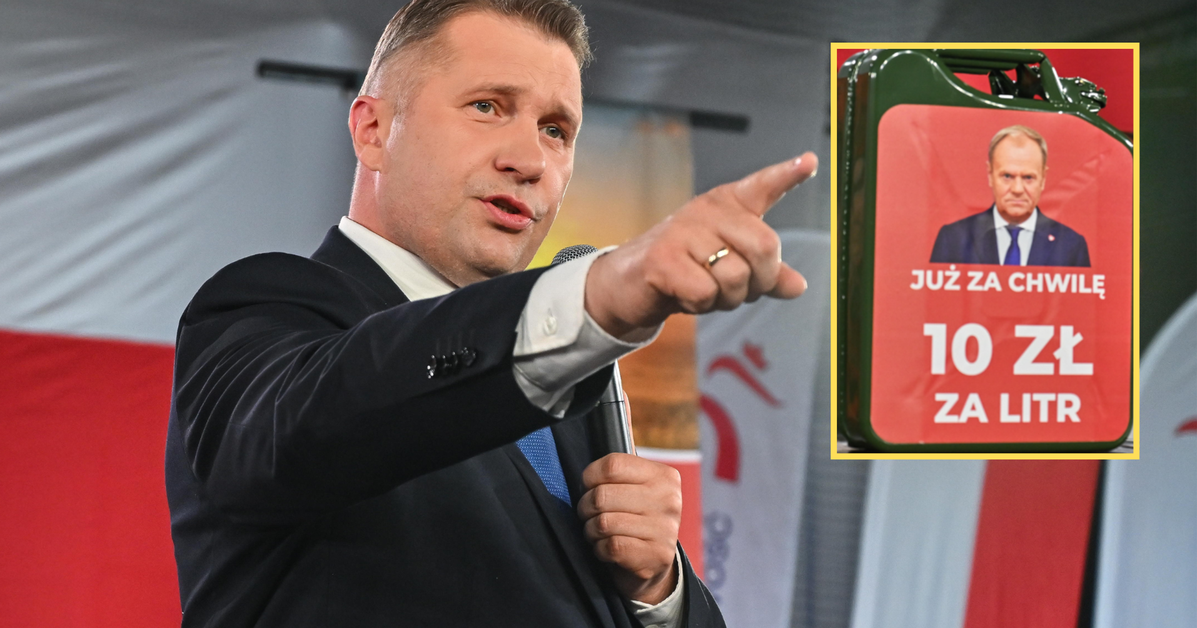 Przemysław Czarnek pokazał kanister ze zdjęciem Donalda Tuska. Pod nim był napis