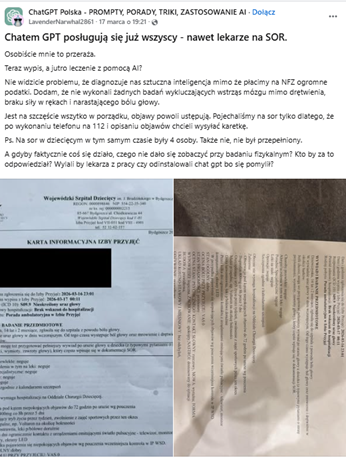 Rodzic oskarżył lekarza o korzystanie ze sztucznej inteligencji. Szpital reaguje