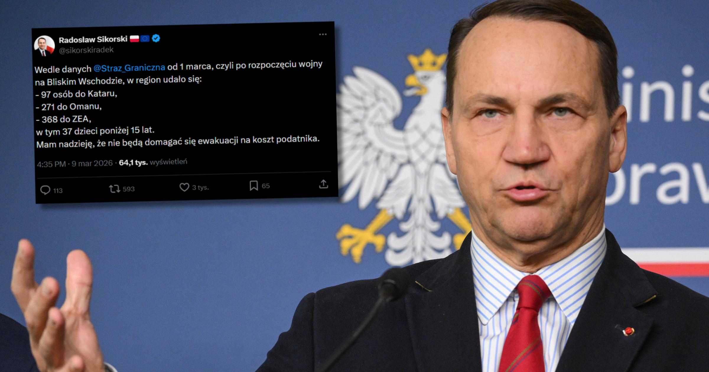 Szef MSZ ostro o Polakach podróżujących na Bliski Wschód. Pisze o kosztach