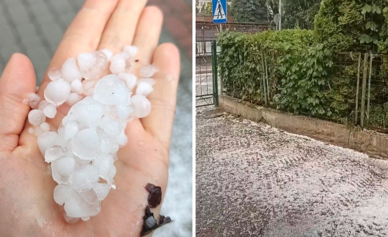 Burze nad Polską. Grad i deszcz taki, że aż zrobiło się biało