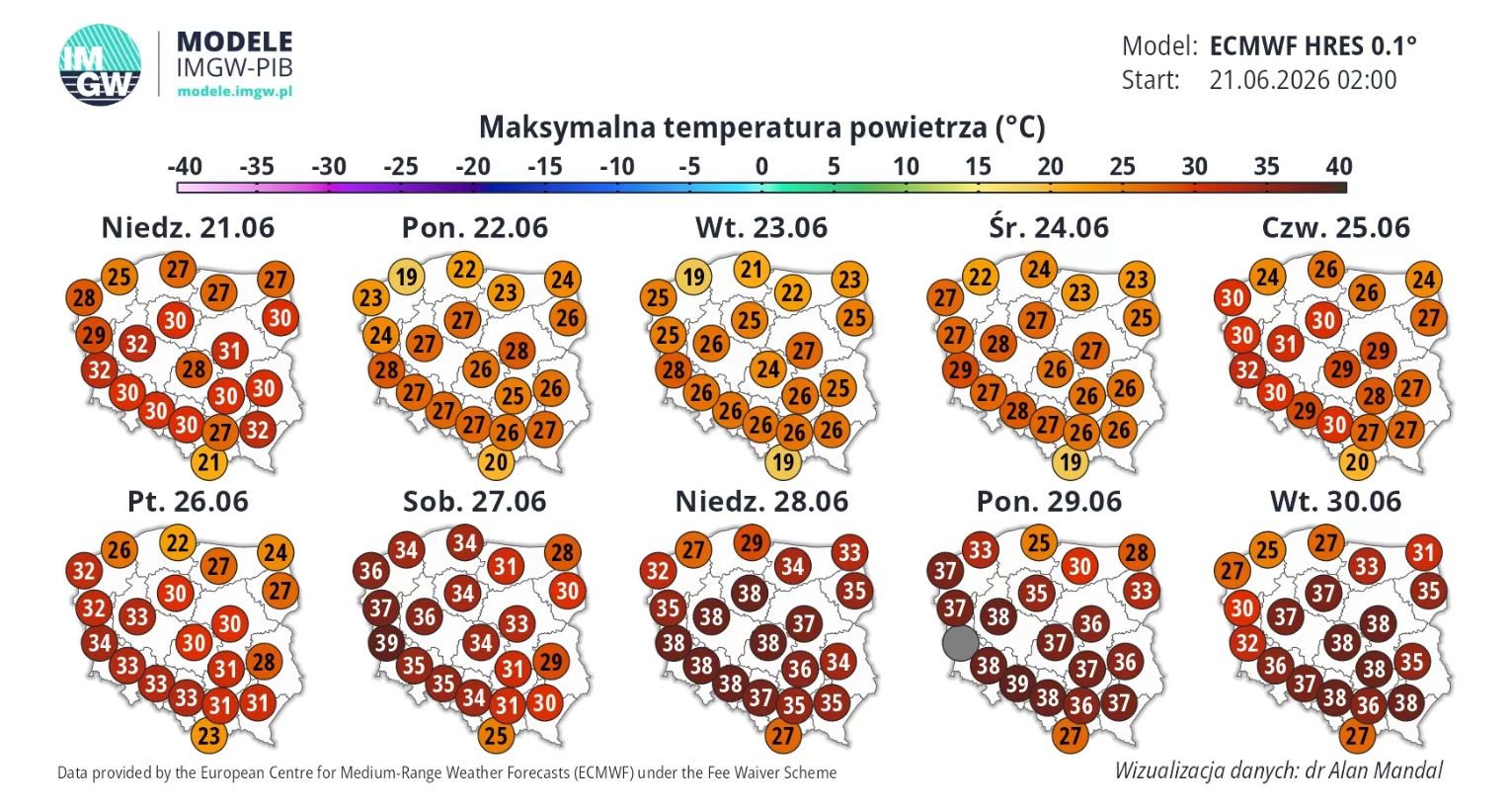 To wcale nie był szczyt upałów. Prognoza na 10 dni, mapy aż bordowe