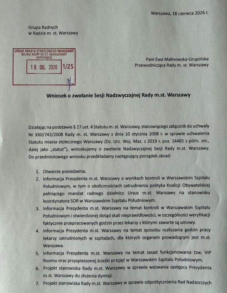 Zwołują nadzwyczajną sesję w Warszawie. Wszystko przez aferę