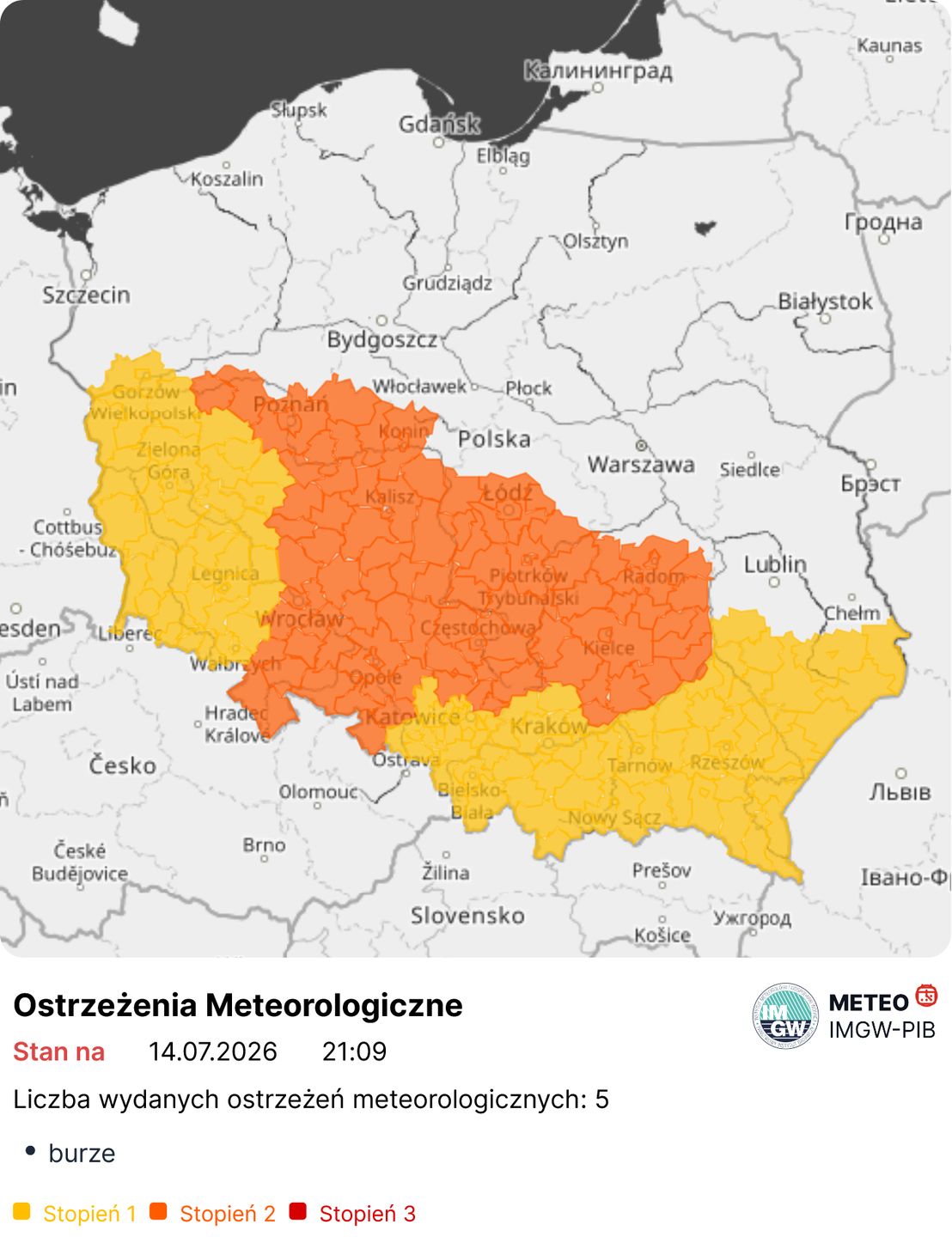 Burze, grad i ulewy. Ostrzeżenia przed niebezpieczną pogodą