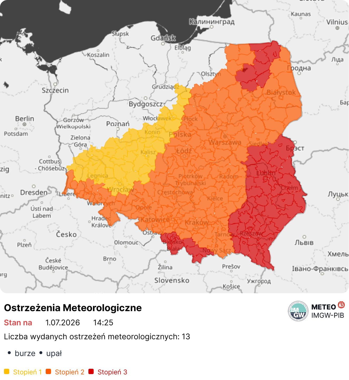 Niespokojnie w pogodzie. Seria alertów IMGW