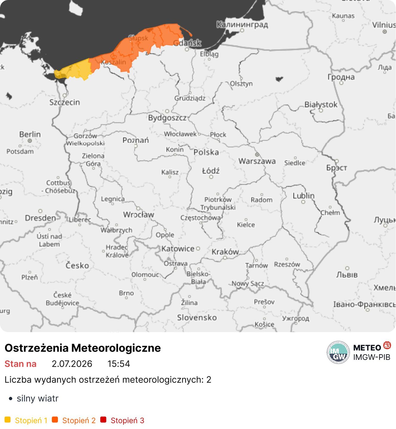 RCB ostrzega przed groźną pogodą. Silny wiatr na północy Polski