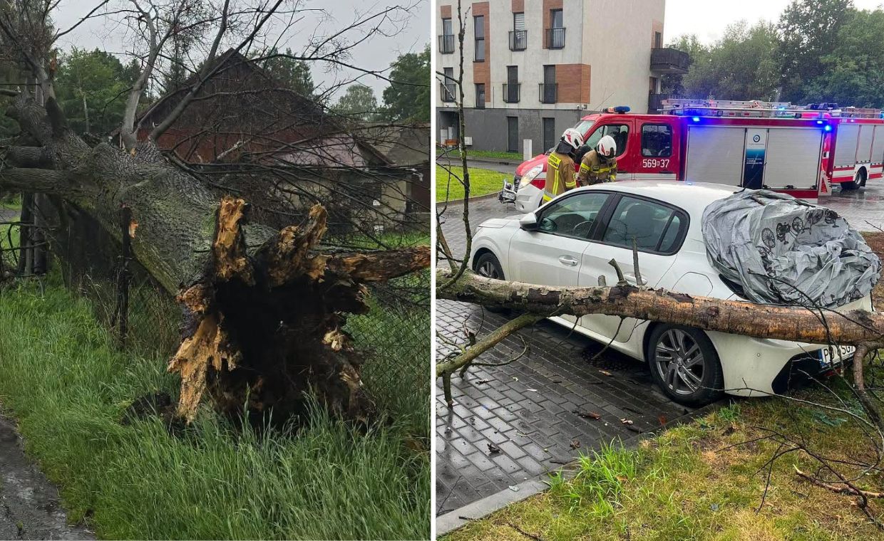 Trąba powietrzna w Świętokrzyskiem. Uszkodzone budynki i samochody